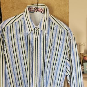SALE ! "DISCOUNTED SHIPPING"  --Robert Graham Multicolor Striped Men's Shirt